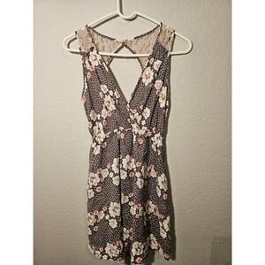 Y2K Floral Polka Dot Lace Cottage Babydoll S Mini Dress Pink White Coquette Twee